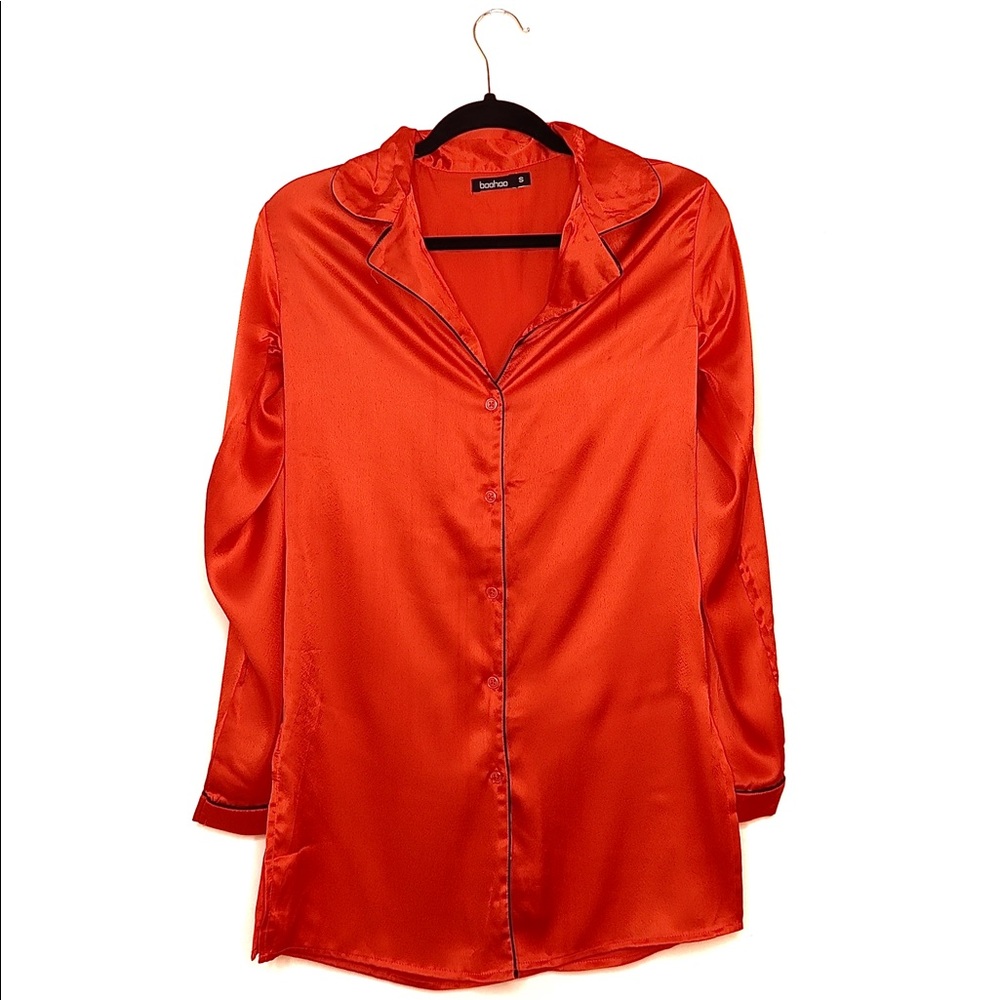 Boohoo Red Satin Nightshirt